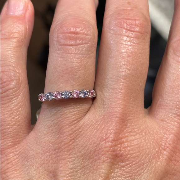 NEW Certified .70 Carat Pink Purple Moissanite Diamond 18k Sterling Silver Ring - Picture 4 of 5